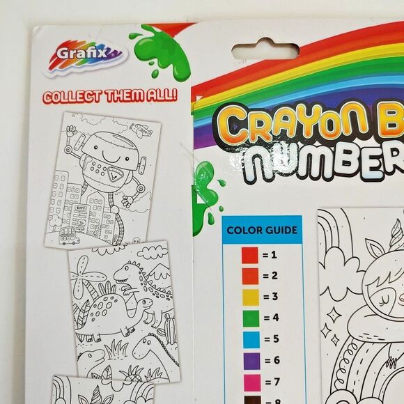 Grafix Crayon By Number 1 Printed Sheet 10 Crayons Learning Play Age 6+ Craft - Picture 7 of 9